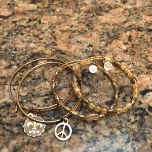 4 pack Alex and Ani gold bracelets